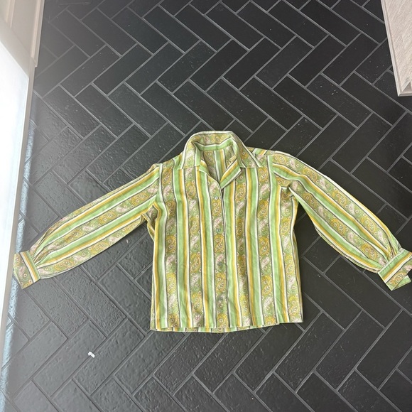🌼 Vintage 70s Paisley Stripe Blouse | Mod Boho Vibes | No Tag - Picture 4 of 4